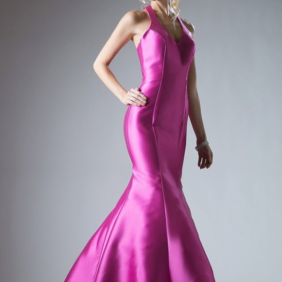V-Neck Mermaid Shape Long Evening Dress CD13038 - Picture 1 of 5